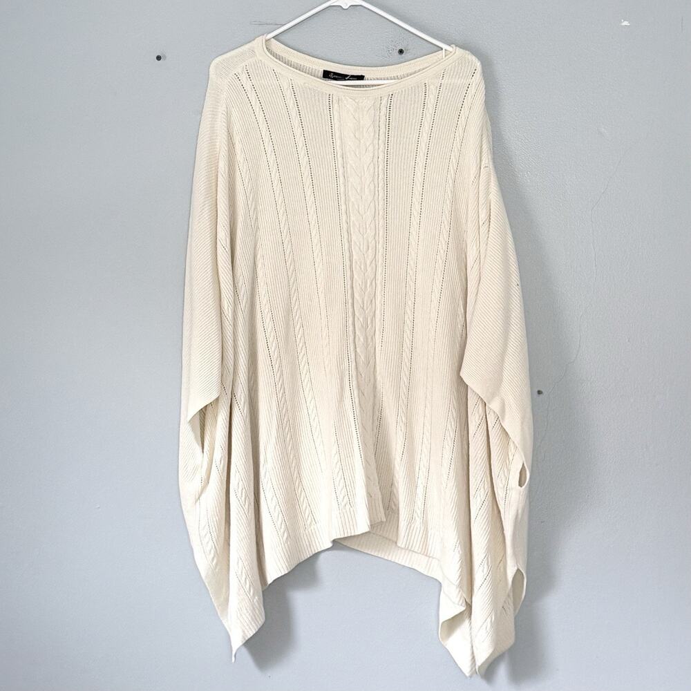 Brooks Brothers Poncho Wrap Sweater One Size Cable Knit  Cream Classic NEW*